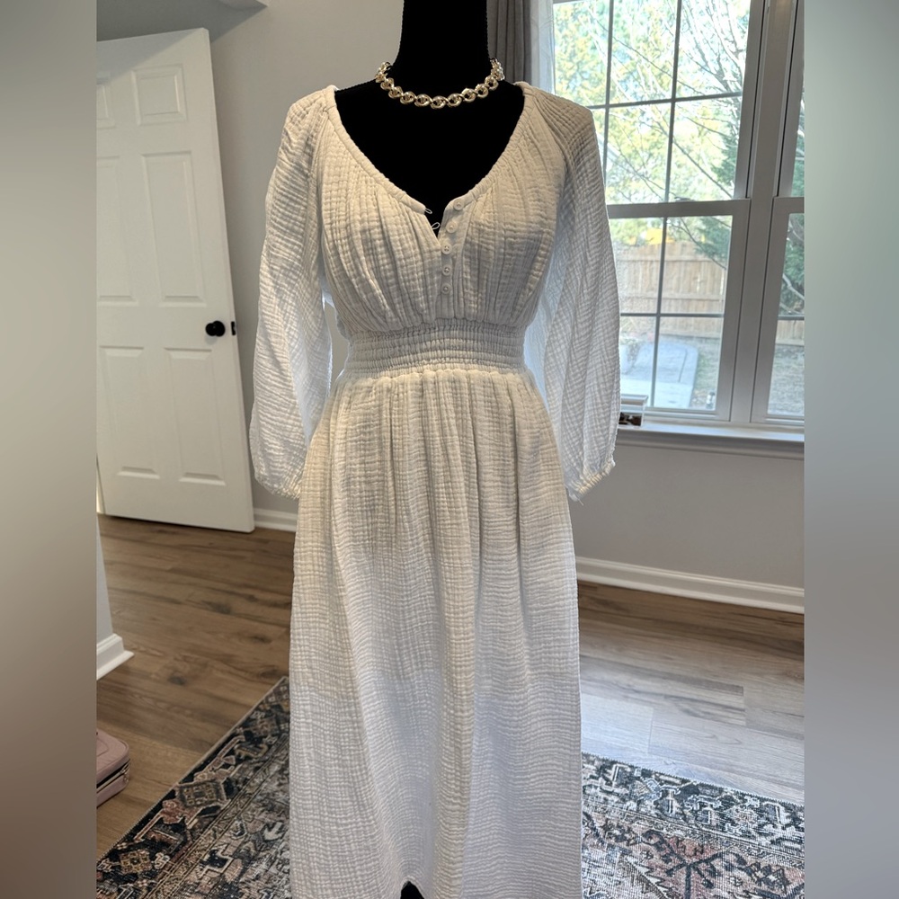 Gauzy White Maxi Dress - J. Crew XS